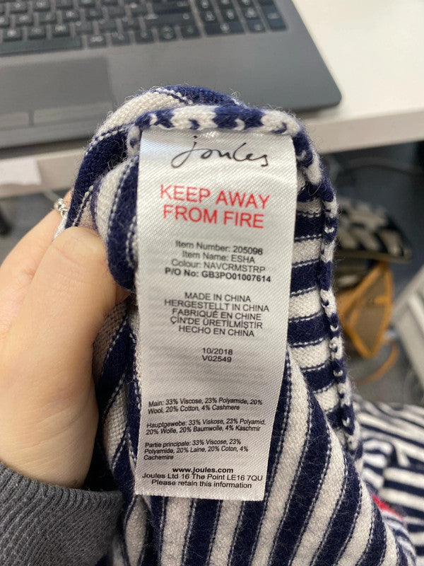 Lovely joules cash wool blend navy striped jumper UK 20 KN002