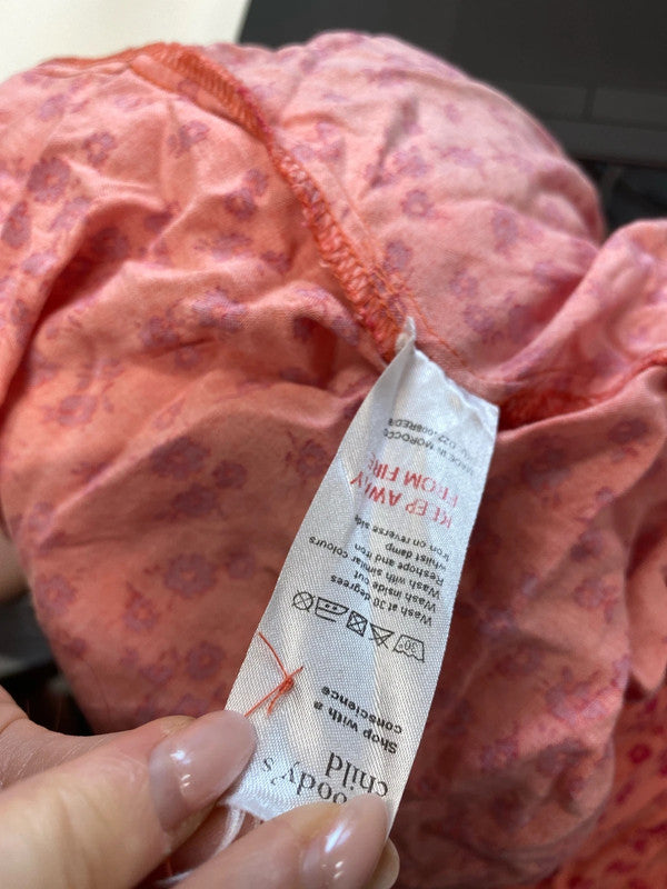 Lovely nobody’s child red pink floral tea dress UK 8 EC001