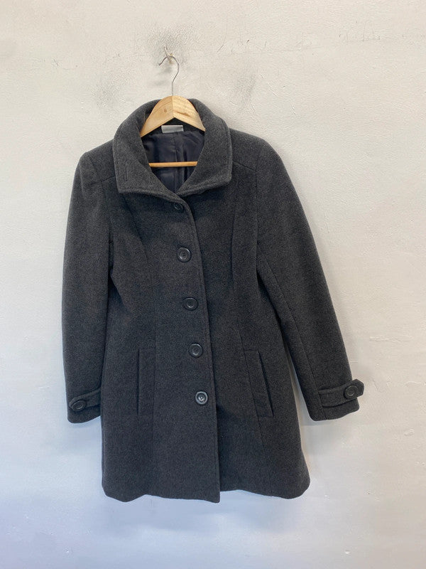 Lovely atmosphere grey wool blend pea coat UK 12 GK002