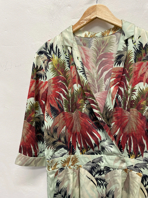 Fabulous Vintage Playsuit floral Hawaiian vibes uk8 NS003