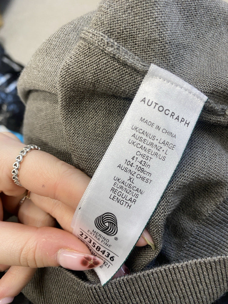 Lovely M&s Autograph Roll Neck Grey Merino Wool Jumper UK L CN001
