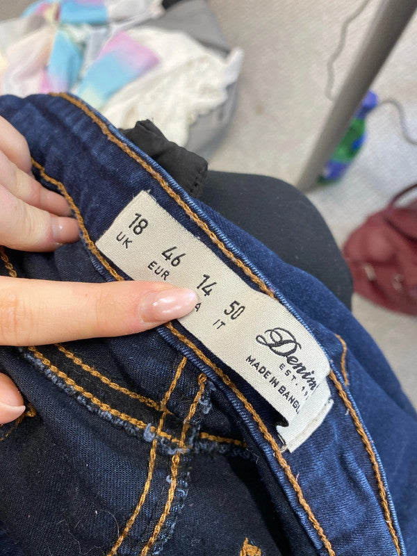 Lovely duo of jeans M&S H&M red navy UK 18 #4 YM001
