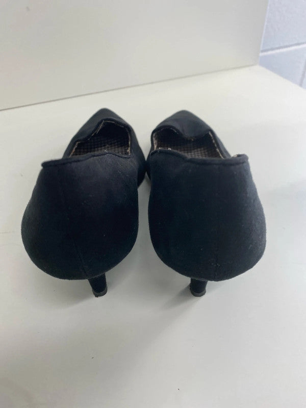 Cute Velvet Faux suede kitten heel black formal shoes Uk4 Next GW001