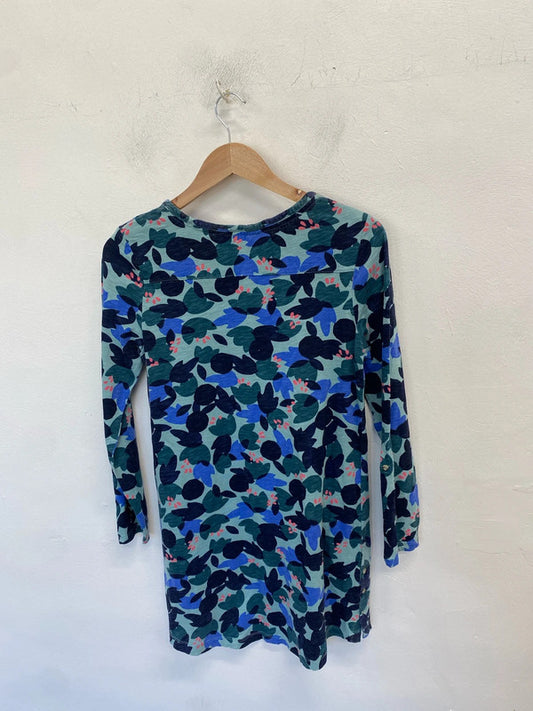 Lovely white stuff blue leaf pattern midi dress UK 10 WLH01