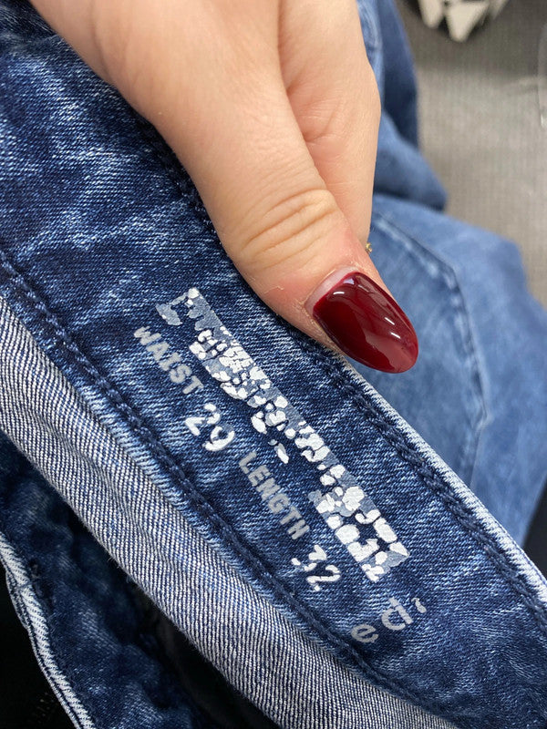 Lovely esprit blue red hem straight jeans UK w 29 l 32 AGS01