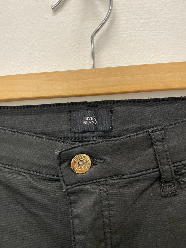 Fab River Island coated black skinny jeans Uk 14 Regular KN003