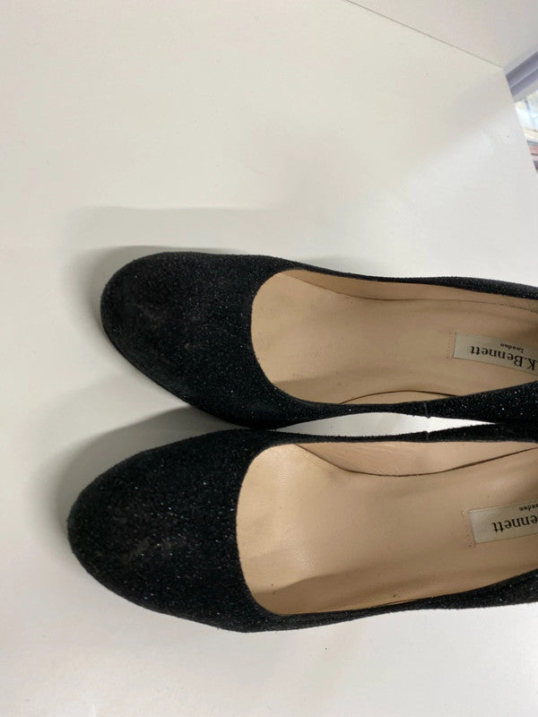 Fabulous LK Bennett London sparkly black leather glitter UK6 KM004