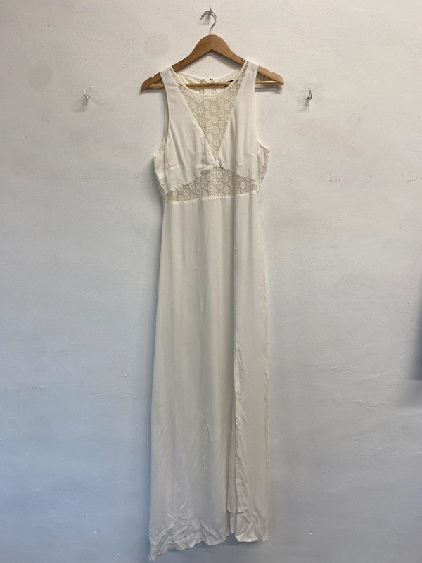 Stunning jarlo white lace detail maxi dress UK 14 GJ001