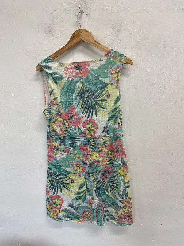 Lovely Roman tropical low neck Mini dress UK 12 LL003