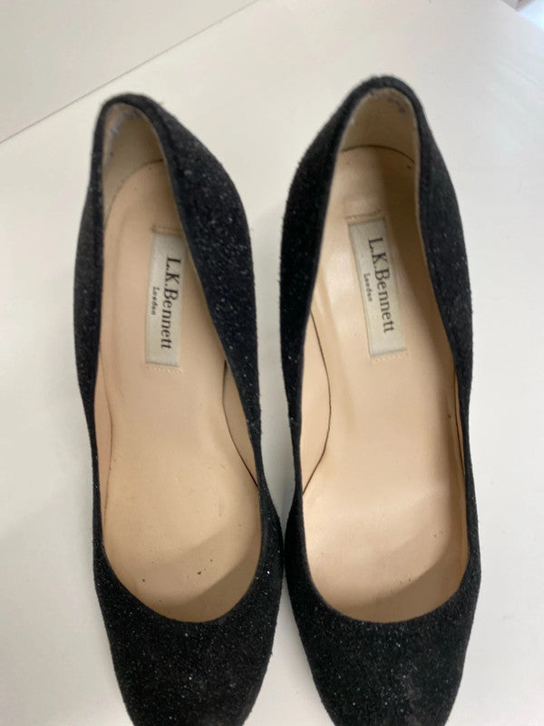 Fabulous LK Bennett London sparkly black leather glitter UK6 KM004