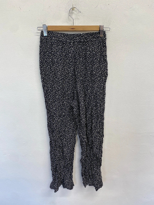 Lovely & other stories black white floral wide leg trouser cropped UK 8 RF001