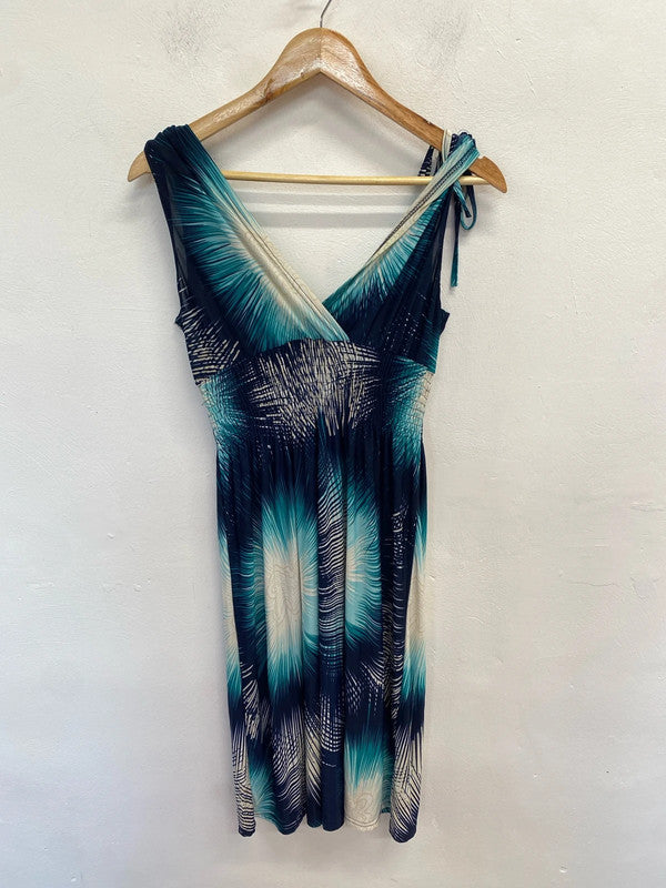 Lovely airisa blue firework midi dress UK m/l WS001