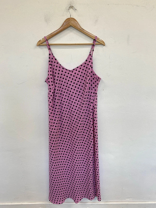 Dancing Leopard Stylish Pink & Black Polka Dot Slip Dress UK 16 GW001