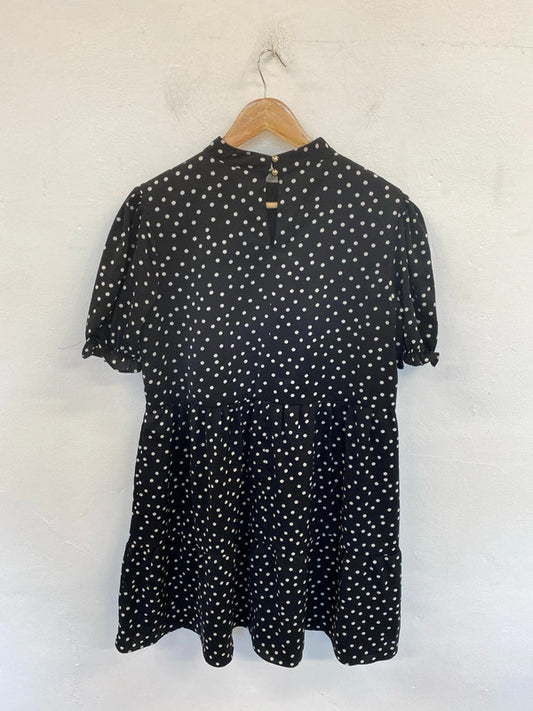 Chi Chi London Stylish Black & White Polka Dot Mini Dress UK 16 GW001