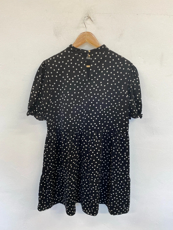 Chi Chi London Stylish Black & White Polka Dot Mini Dress UK 16 GW001