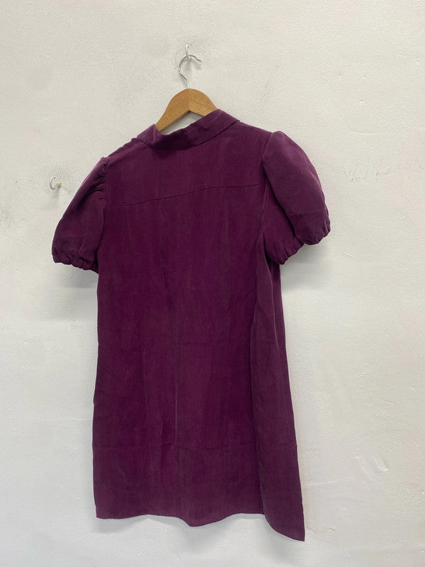 Lovely Alice + Olivia purple collar smock dress UK M SS002
