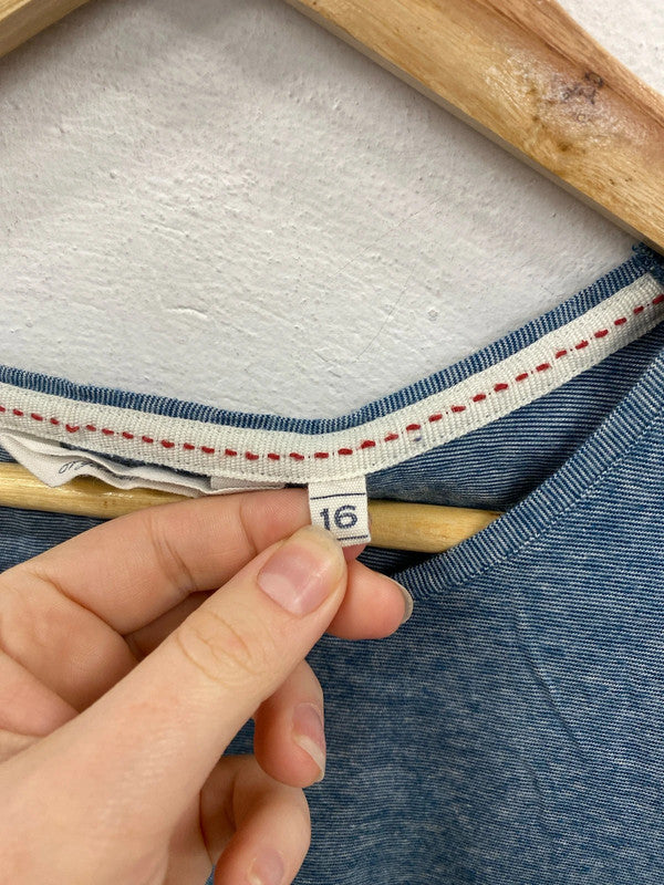 Seasalt Lovely Blue Marl Stripe Top UK 16 MM005