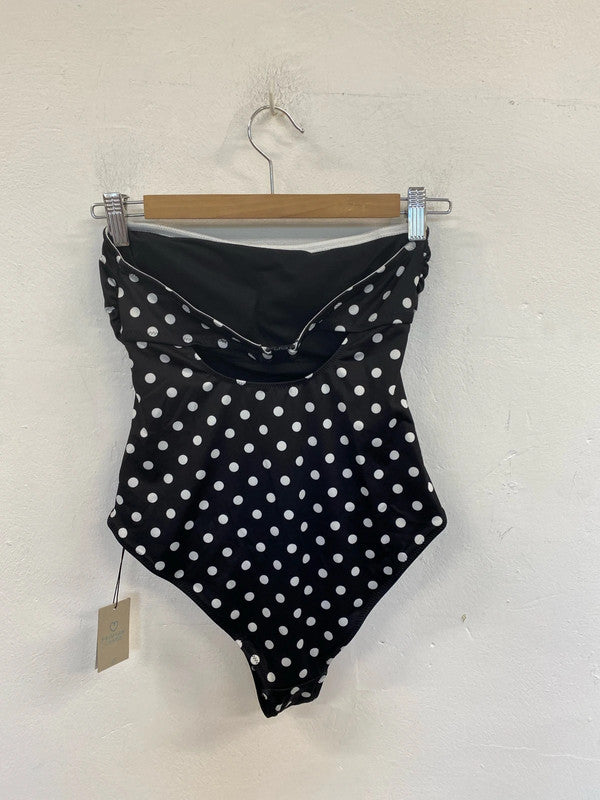 Primark Stylish Black Polkadot Swimsuit UK 10 LK009