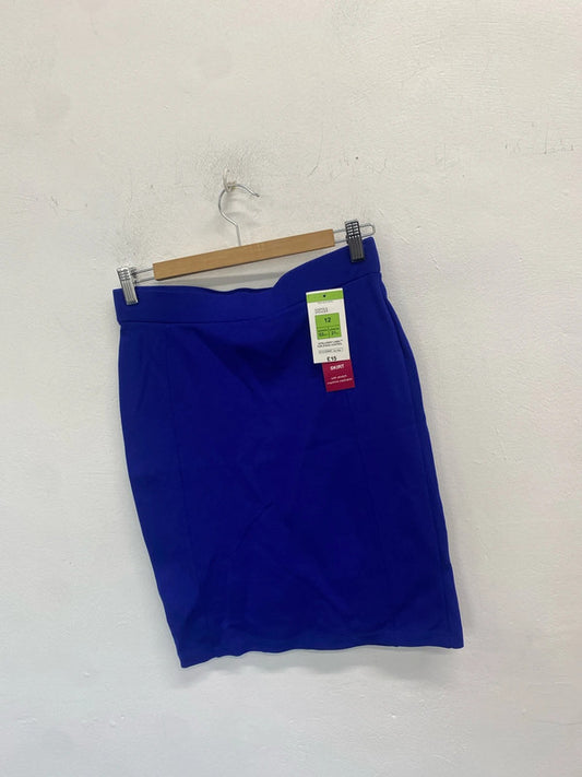 Lovely Marks & Spencer blue mini skirt office vibe UK 12 LW005