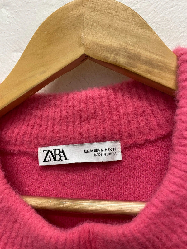 Fabulous Grapefruit Pink soft fluffy jumper UkM Zara spring fun KS002