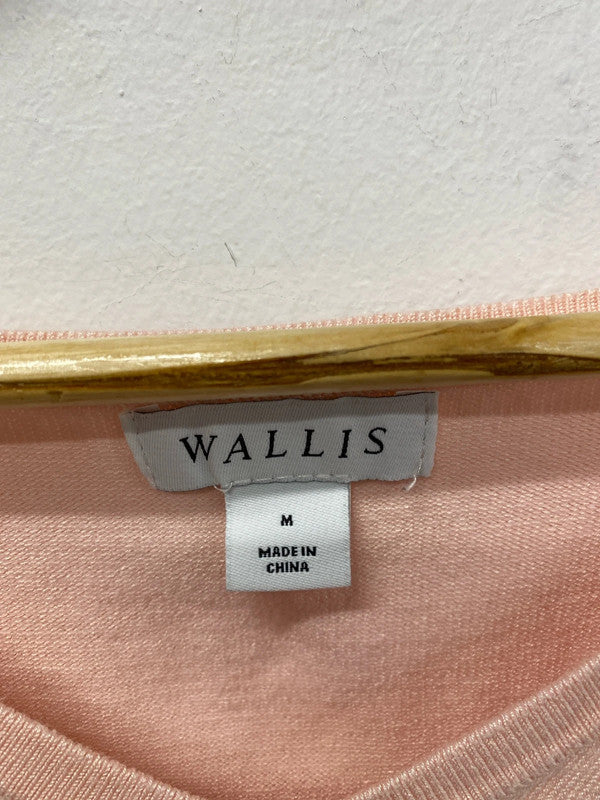 Wallis Elegant Pink Flower Accent V Neck Jumper Size M LR002