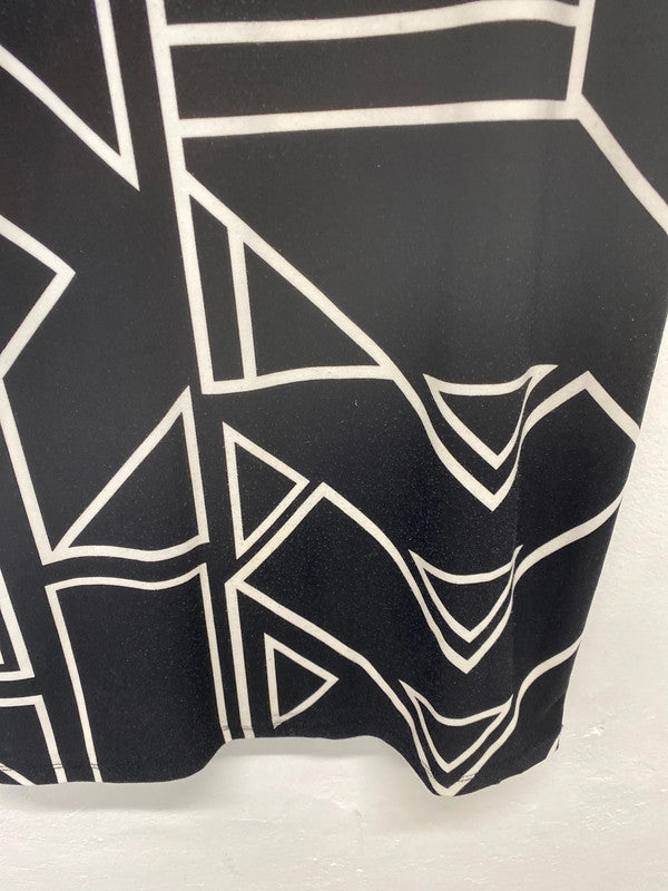 Lauren Ralph Lauren Chic Black & White Geometric Jersey Shift Dress Size S KM005