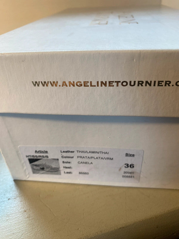 Angeline Tournier Silver snakeskin Trainers Red Heart Uk3 SP002’summer