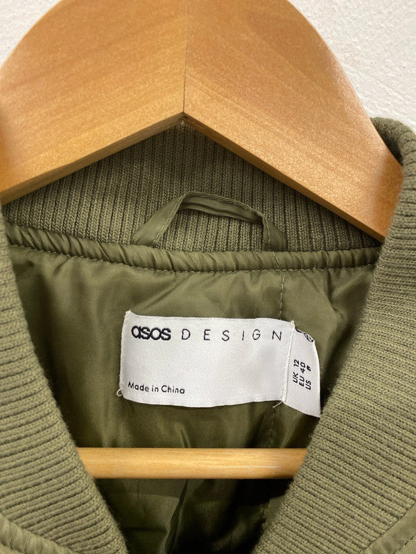ASOS Trendy Khaki Green Bomber Jacket UK 12 LP003