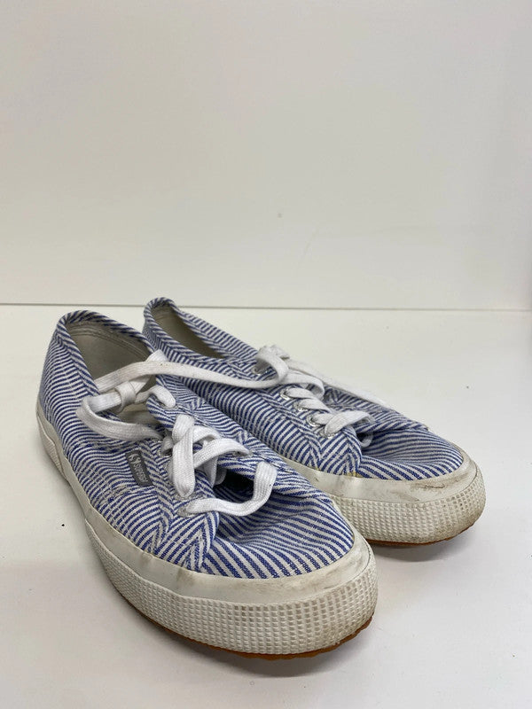 Fabulous Superga stiped blue & white deck shoe trainer UK6 NN001