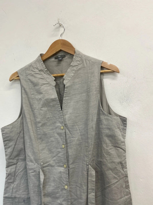 Lovely gap grey sleeveless button belt midi dress UK 18 KM003