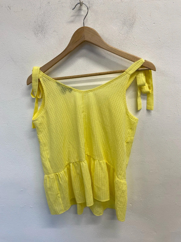 Stunning atmosphere yellow ditsy frill cami vest UK 10 JB001