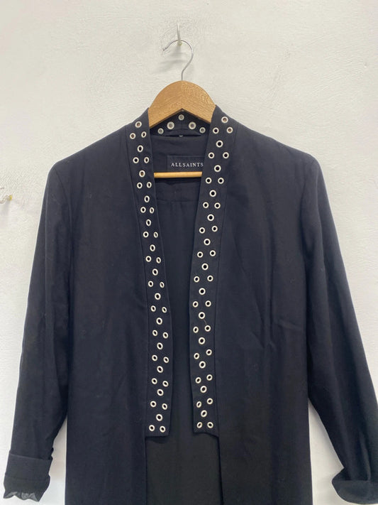 Stunning AllSaints kady kimono in black with tie belt UK m SSOO2