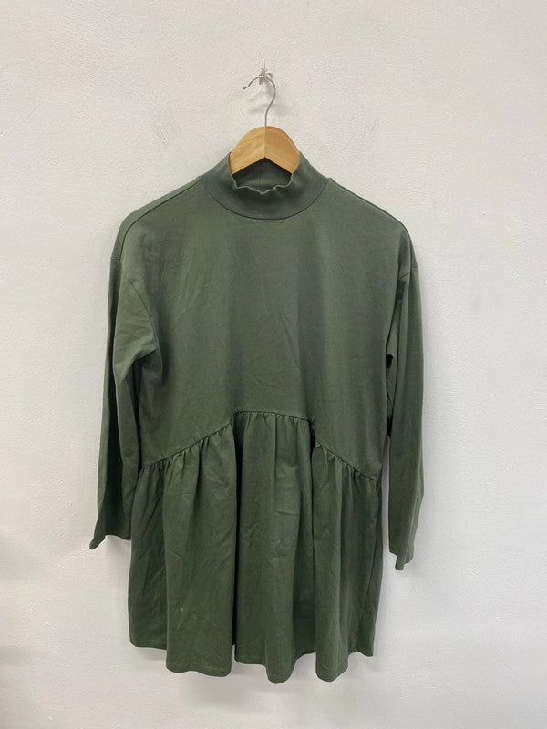 ASOS Cute Sage Green Loose Fit Turtleneck Mini Dress UK 8 HA001