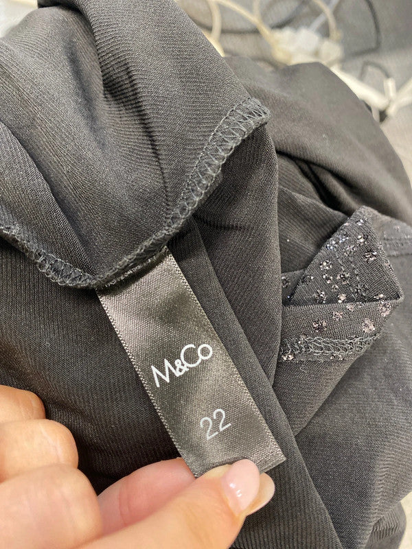 Stunning M&Co black midi smock Diamante sparkle dress UK 22 JW002