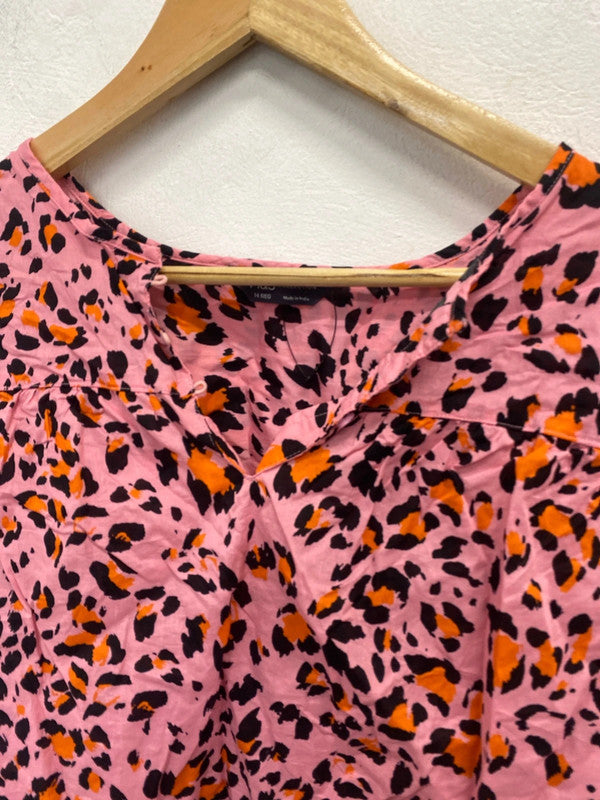 Lovely M&S pink leopard blouse UK 14 LW005
