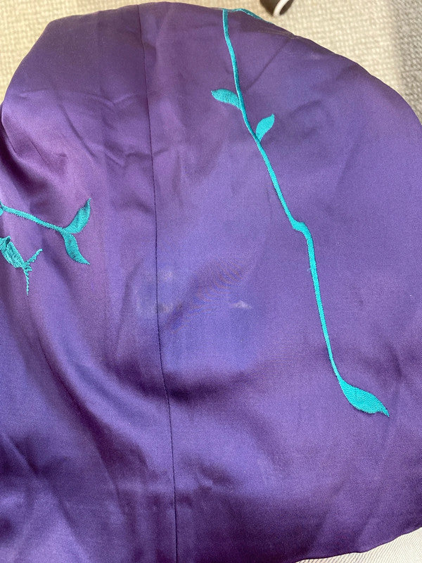 Coast Elegant Purple & Turquoise Floral Embroidered Satin Sheath Dress UK 14 AW002