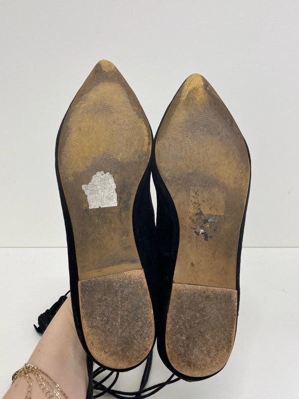 New Look Chic Black Faux Suede Ballet Flats UK 6 NC001