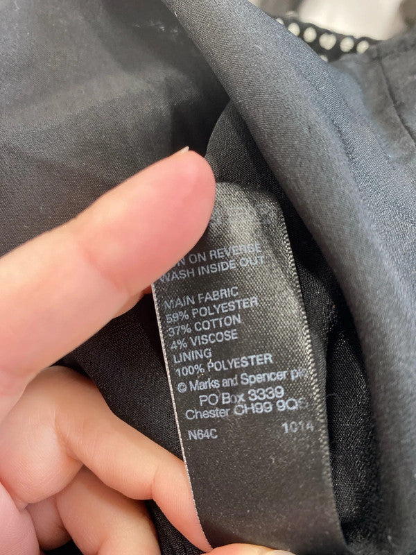 M&S Elegant Black & White Polkadot Sheath Dress UK 8 AG006