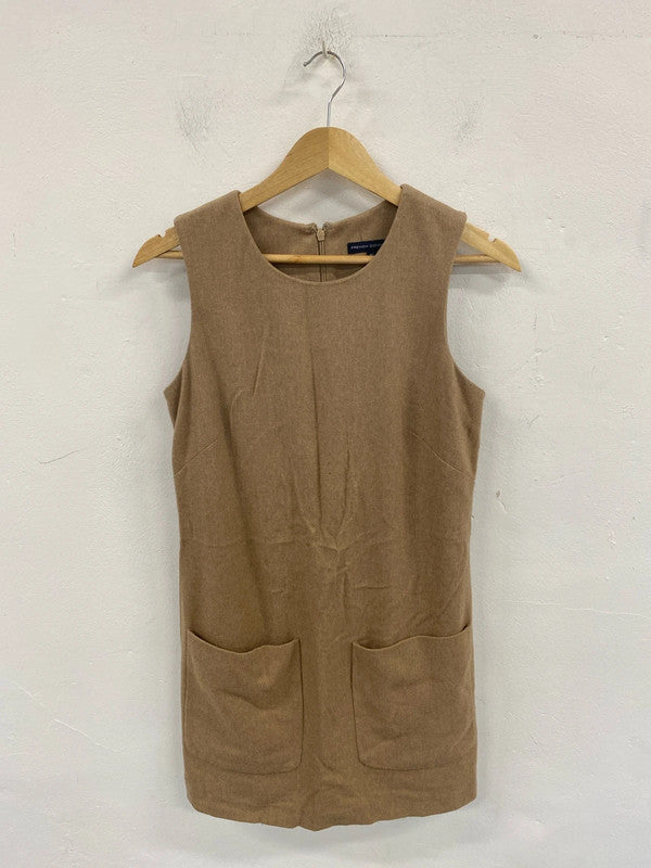 French Connection Elegant Tan Wool Blend Sheath Dress UK 10 AG006