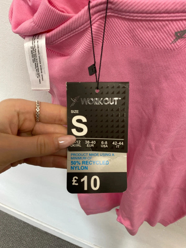 Primark workout sports all in one pink seamless playsuit padded UK S JB001