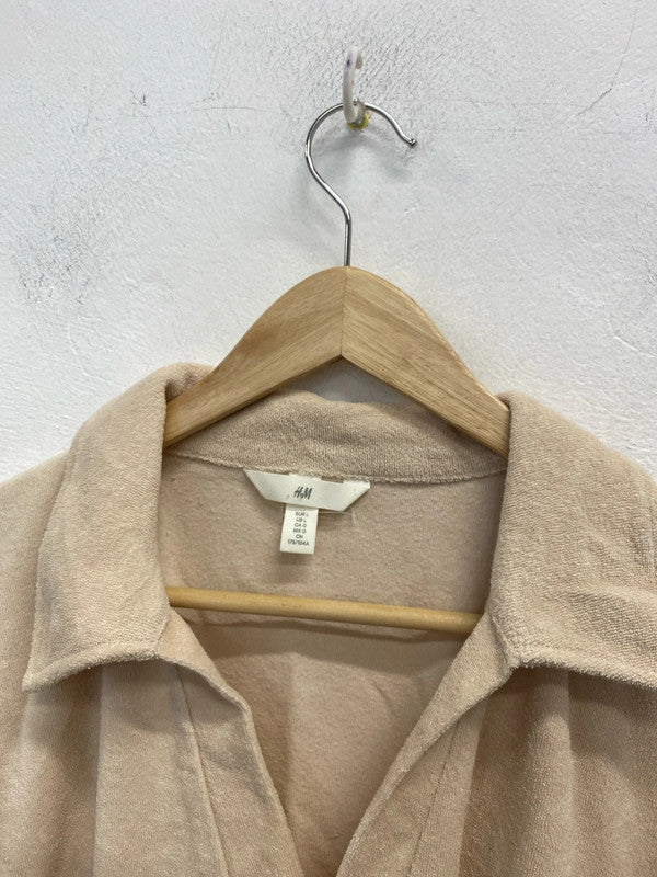 Lovely H&M beige towelling collared top UK L KM003