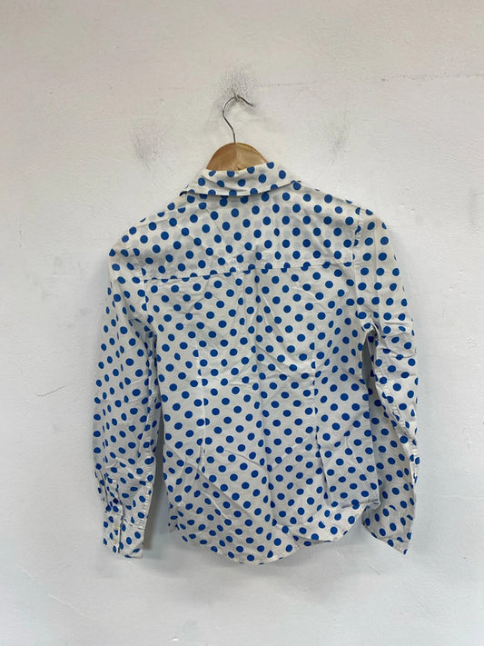 Boden Stylish Ivory & Blue Polkadot Cotton Shirt UK 8 MM005