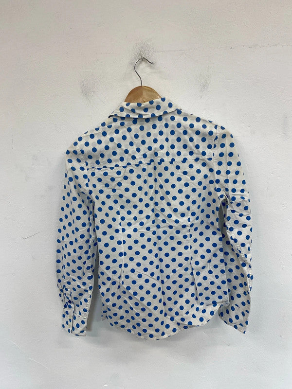 Boden Stylish Ivory & Blue Polkadot Cotton Shirt UK 8 MM005