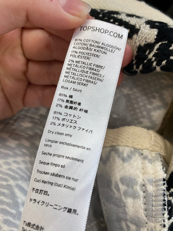 Topshop Stylish Cream & Black Aztec Pattern Mini Skirt UK 8 AG006