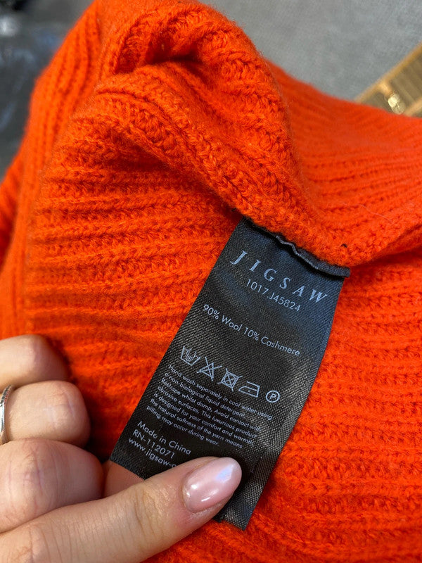 Lovely Jigsaw Orange Wool Cash Blend Jumper UK S RF001