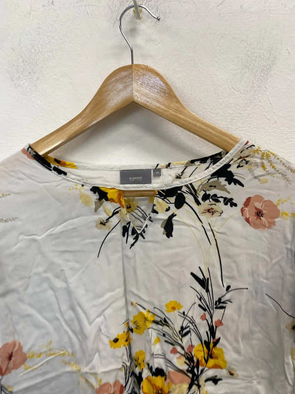 Lovely b.young floral yellow top UK 10 AG005