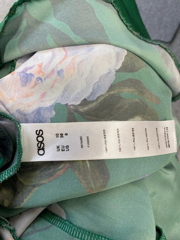 Fabulous Forest green floral dress Uk10 floaty boho romantic LP003