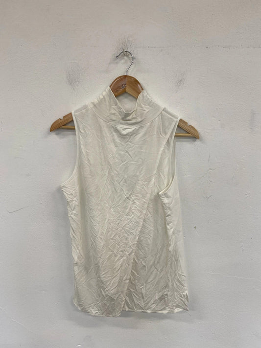 French Connection Chic Ivory High Neck Top Size M NN001