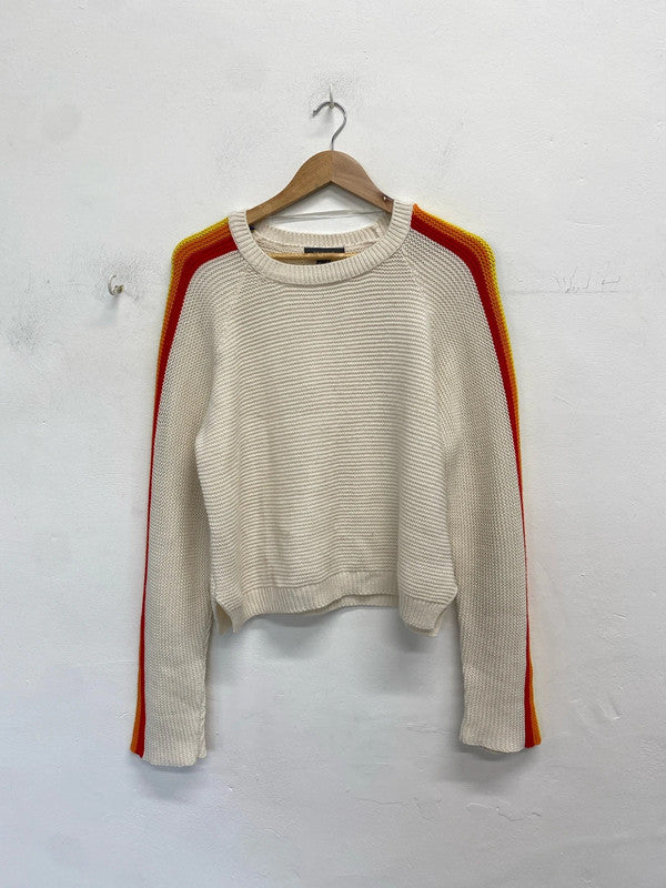 Stunning Primark cream rainbow knit jumper UK L JR001