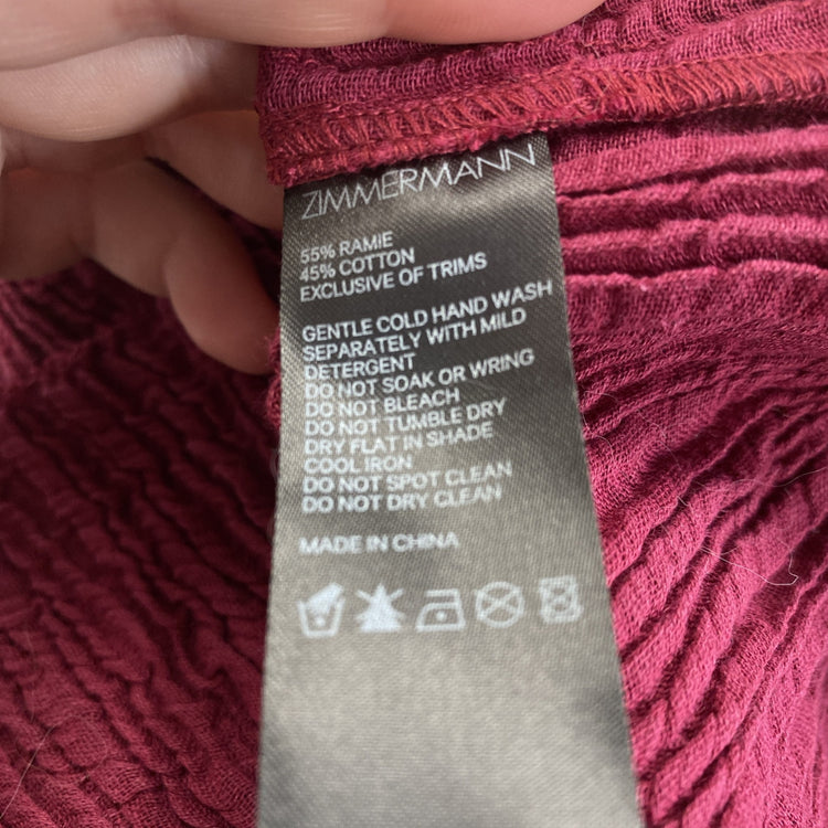 Zimmermann Suraya Shirred Waist Burgundy Maxi Skirt UK 8 NWT SD002